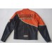 Harley Davidson Men's Speed Racing Race Black Orange Leather Jacket 